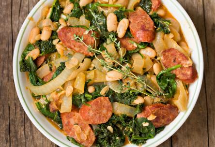 Cannellini Beans with Wilted Arugula and Bacon