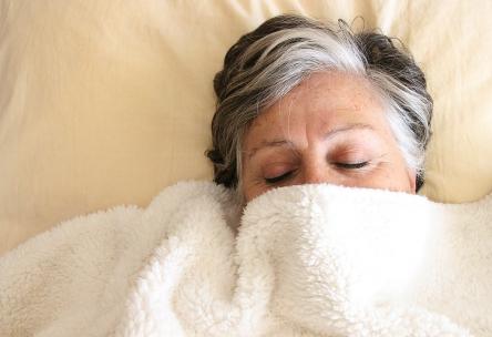 Woman sleeping under blanket