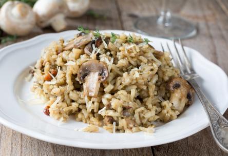 Mushroom risotto on a plate