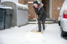 Senior man shoveling